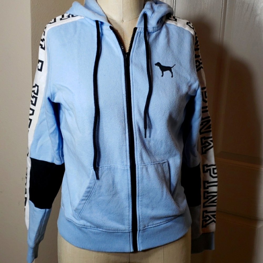XS Pink Hooded Sweatshirt Front Zip